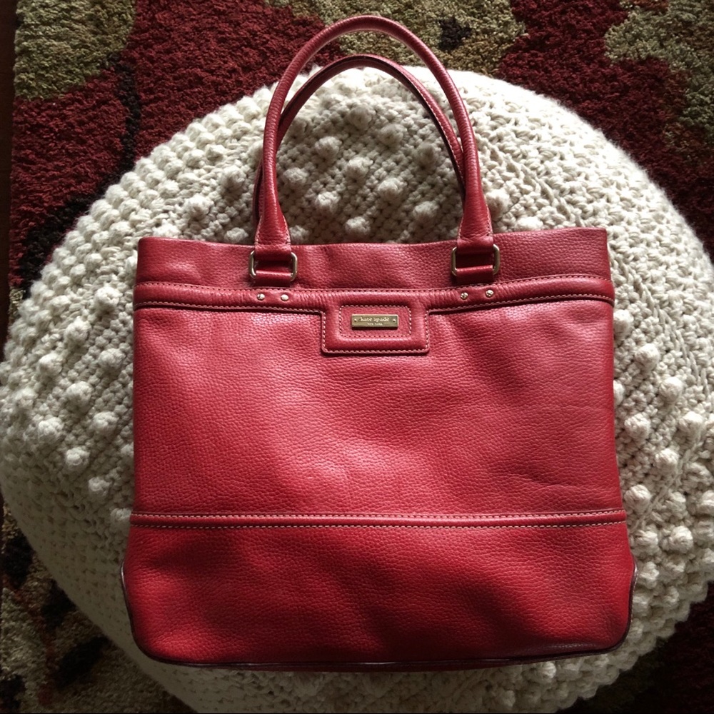 ❤️🌹❤️Kate Spade Pebbled Red Leather Tote Bag
